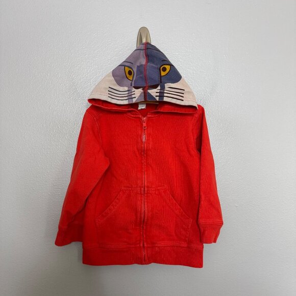 TEA COLLECTION orange full zip big cat hoodie size 3 - Picture 1 of 7